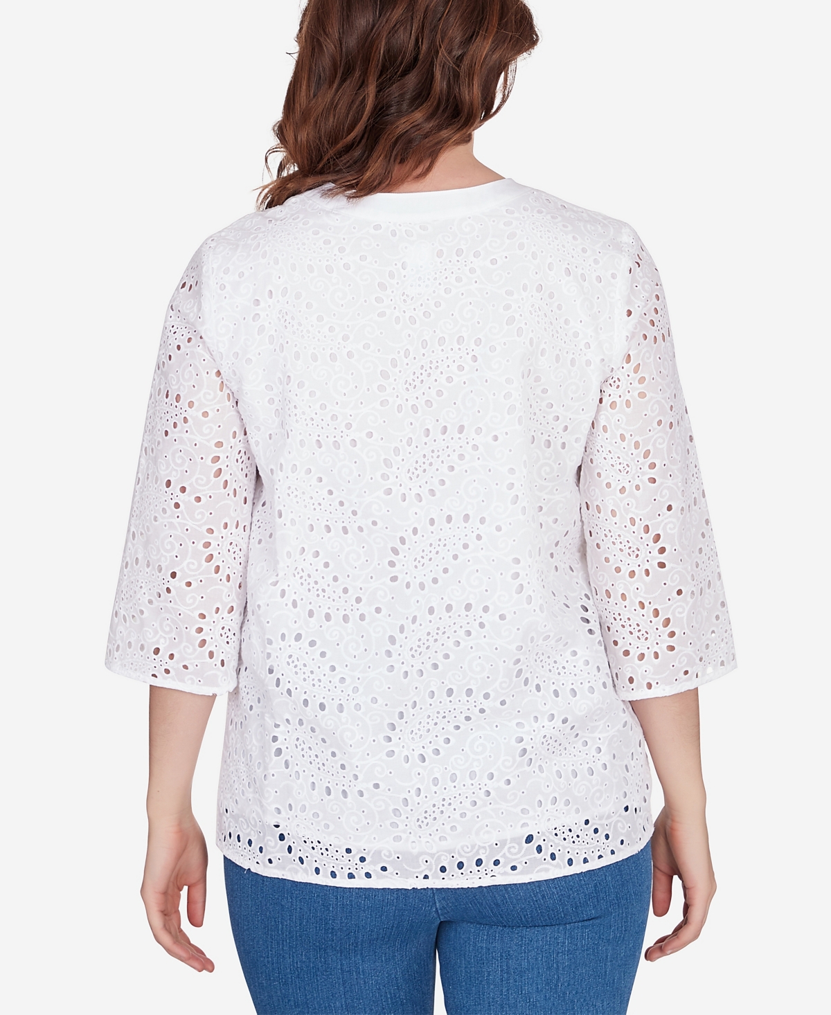 Shop Ruby Rd. Petite Embellished Paisley Eyelet Top In White