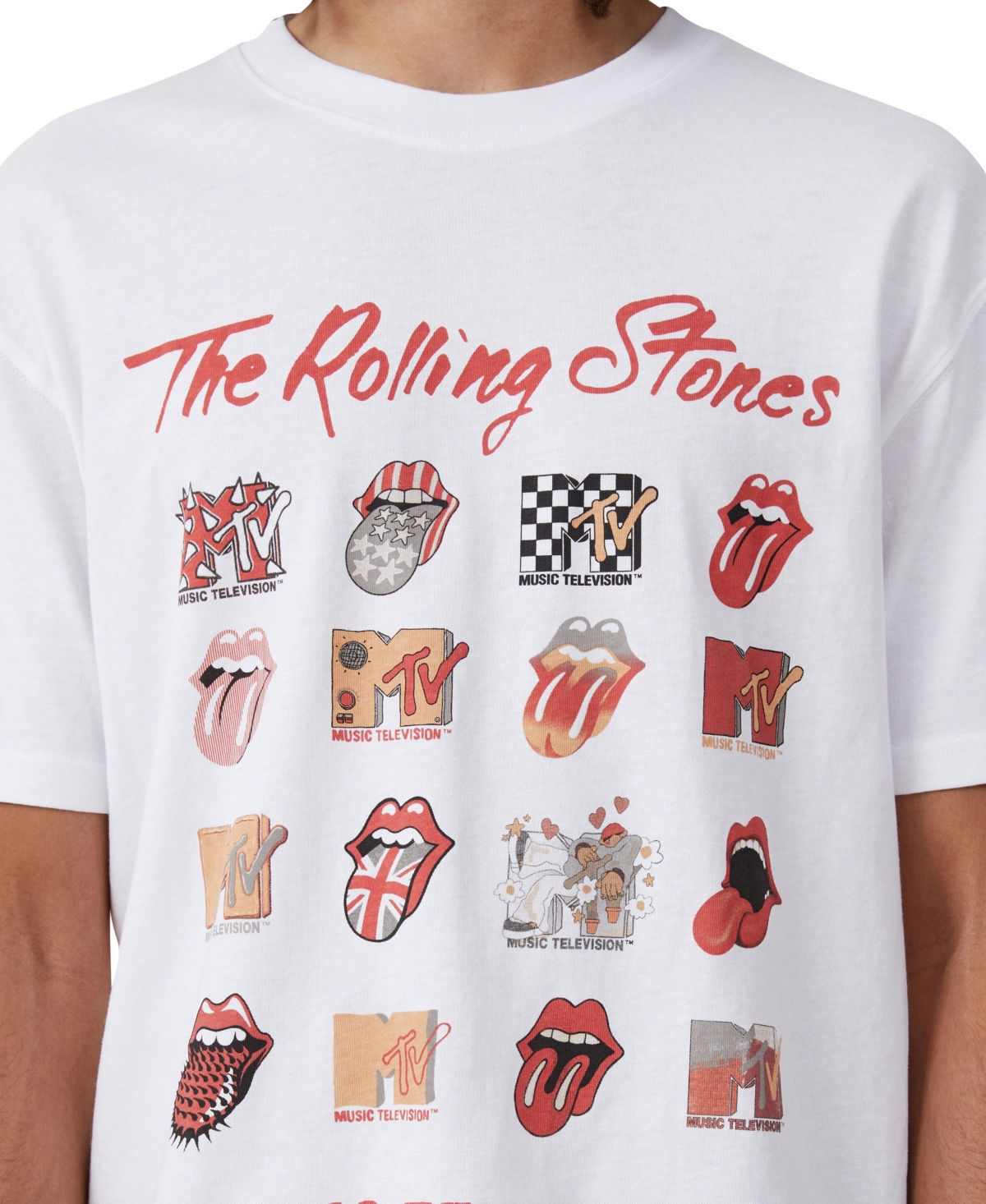 Shop Cotton On Men's Mtv X Rolling Stones Loose Fit T-shirt In White