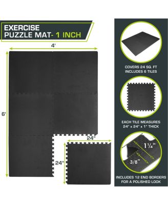 Exercise Puzzle Mat 1-in, 24 Sq Ft - 6 Tiles