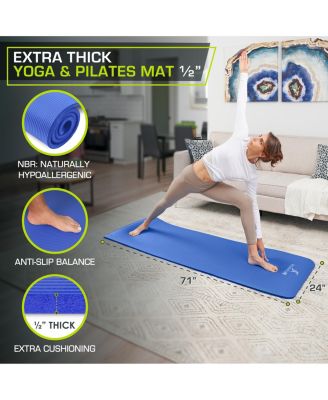 Extra Thick Yoga and Pilates Mat with Sling, 1/2 Inch