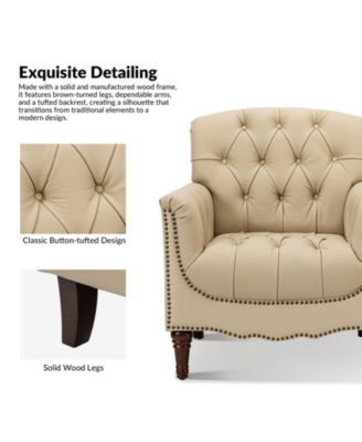Sucher Modern Retro Wooden tufted Accent chair with Nailhead Trim