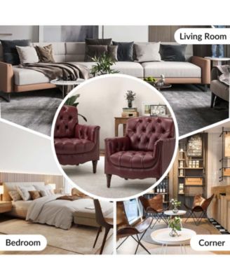 Sucher Modern Retro Wooden tufted Accent chair with Nailhead Trim