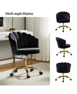 Woman Modern Cute Shell Back Upholstered Desk Chair for Vanity, Living Room