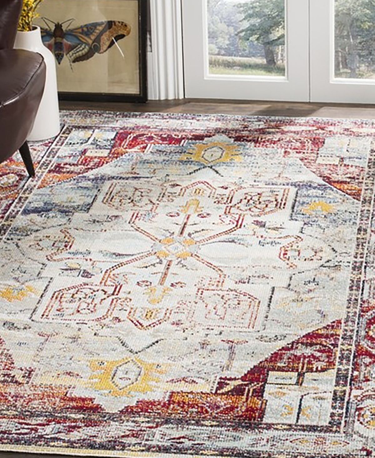 Safavieh Crystal CRS503and Red Area Rug - Light Blue