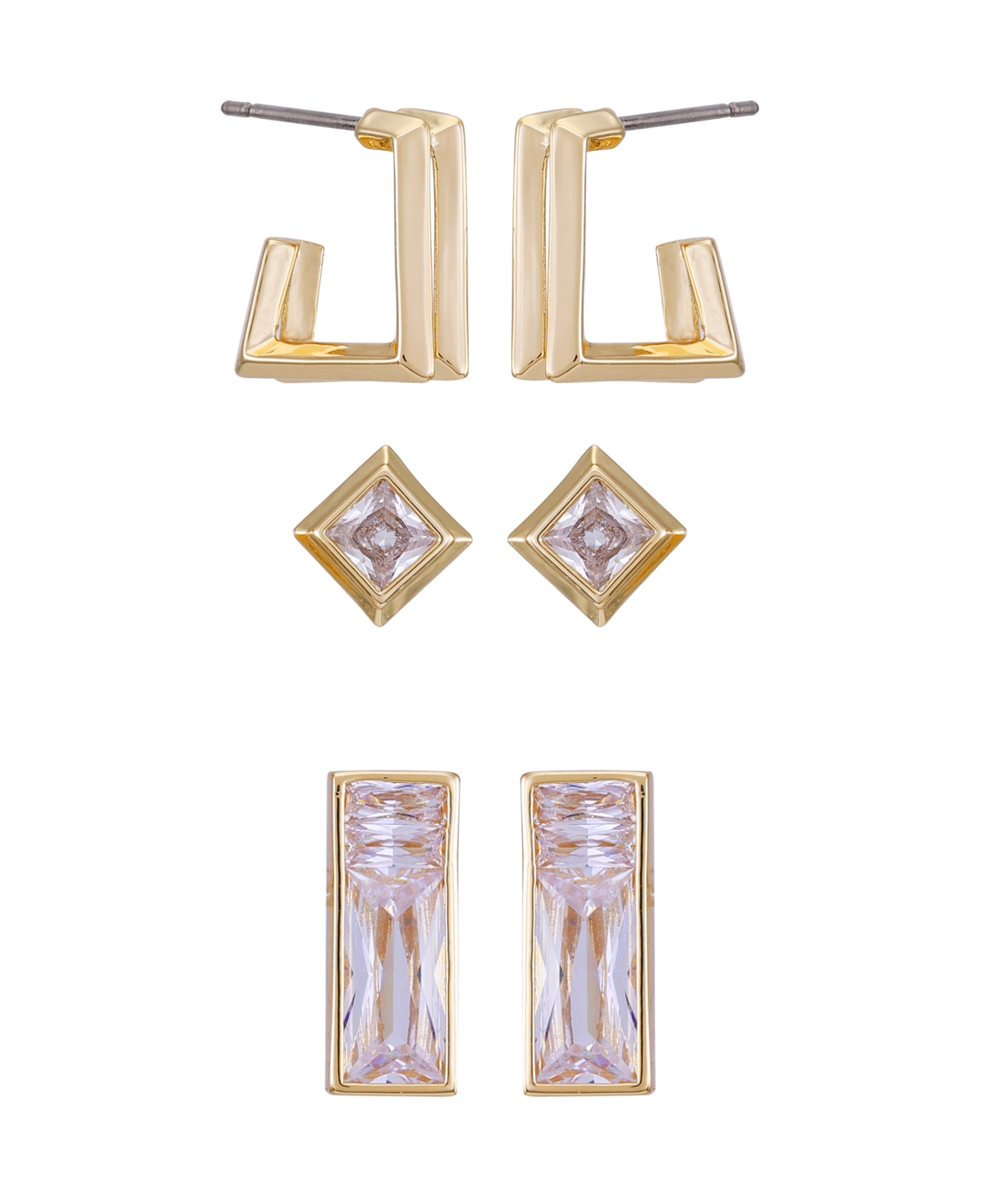 Shop Vince Camuto Gold-tone 3-piece Stud Button Earrings