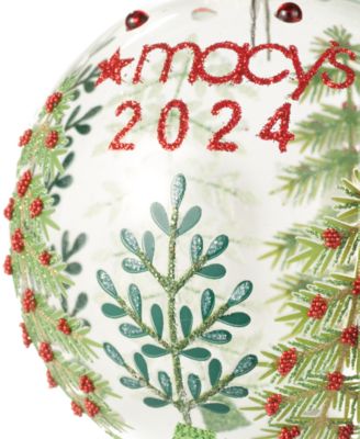 Holiday Lane Clear Macy's Ball with Trees Ornament, Exclusively at Macy's