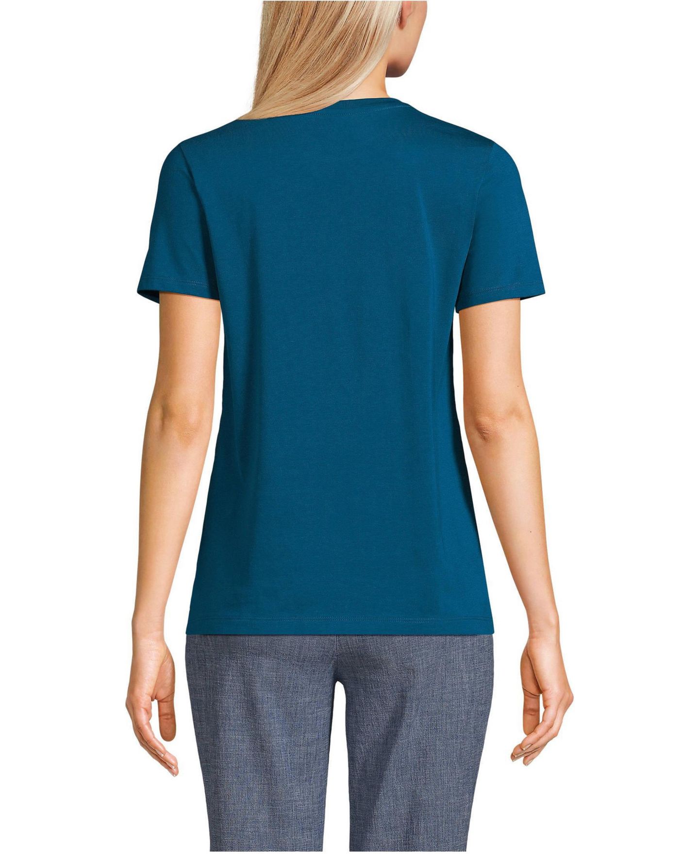 Женская футболка Lands' End Relaxed Supima Cotton Crew Neck, цвет: Бирюзовый — фото 3