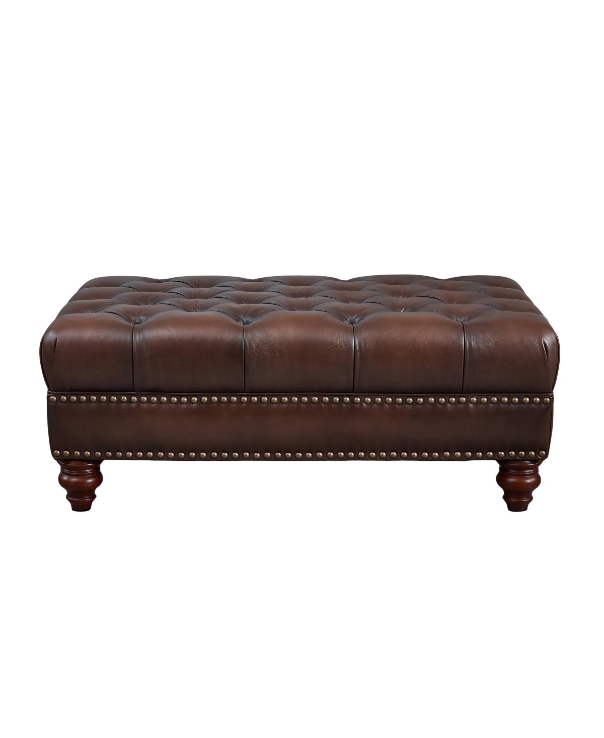 Hydeline Alton Bay 44" Top Grain Leather Ottoman In Caramel Brown