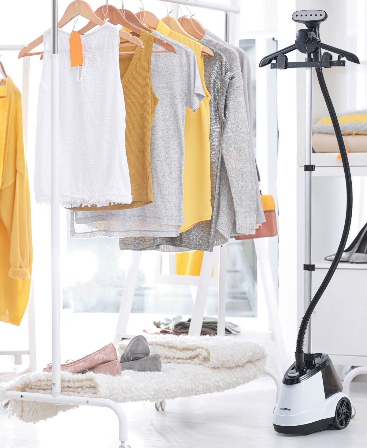 True & Tidy True Tidy Pro Commercial Heavy-duty Garment Steamer With 3 Steam Settings 1800 Watts White In Gray