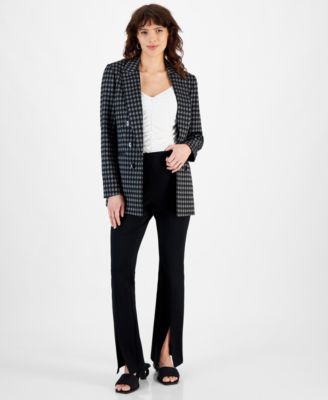 Bar III - Women's Knit-Jacquard Open-Front Long-Sleeve Blazer