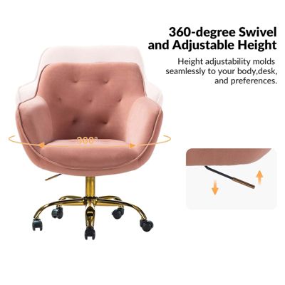 Modern Cute Tufted Office Chair with Gold Base for Living Room, Bedroom