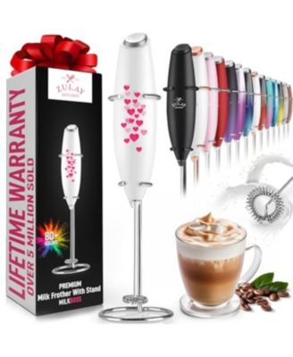 Handheld Milk Frother Stainless Steel Single Whisk with Stand