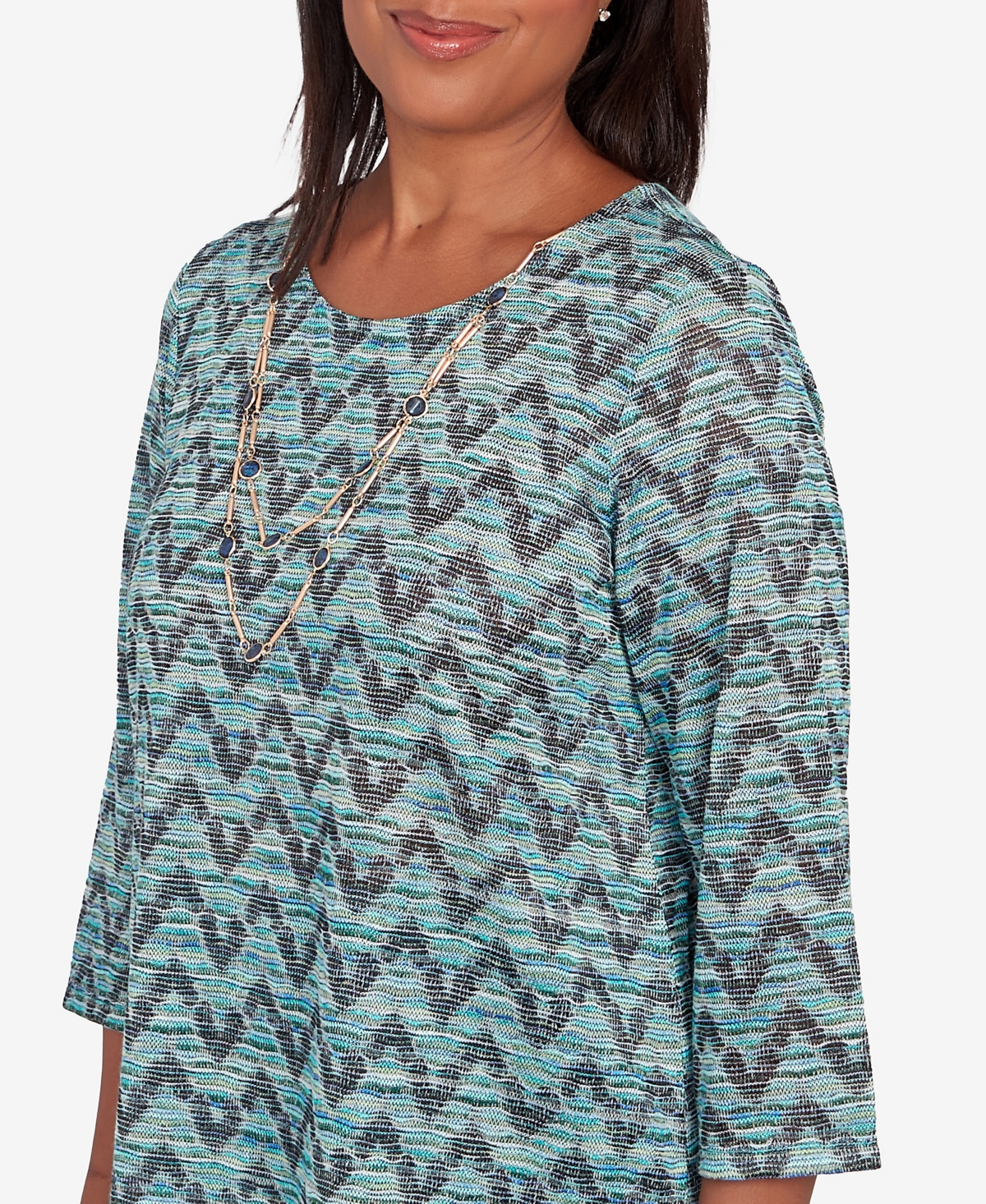 Alfred Dunner Sedona Sky Women's Novelty Space Dye Top With Necklace