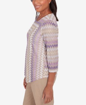 Charm School Women's Sparkling Zig Zag Stripe Top