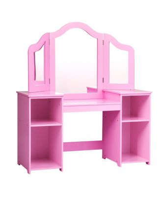 Kids Tri Folding Mirror Makeup Dressing Vanity Table Set