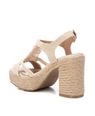 Women's Heeled Jute Platform Sandals By XTI
