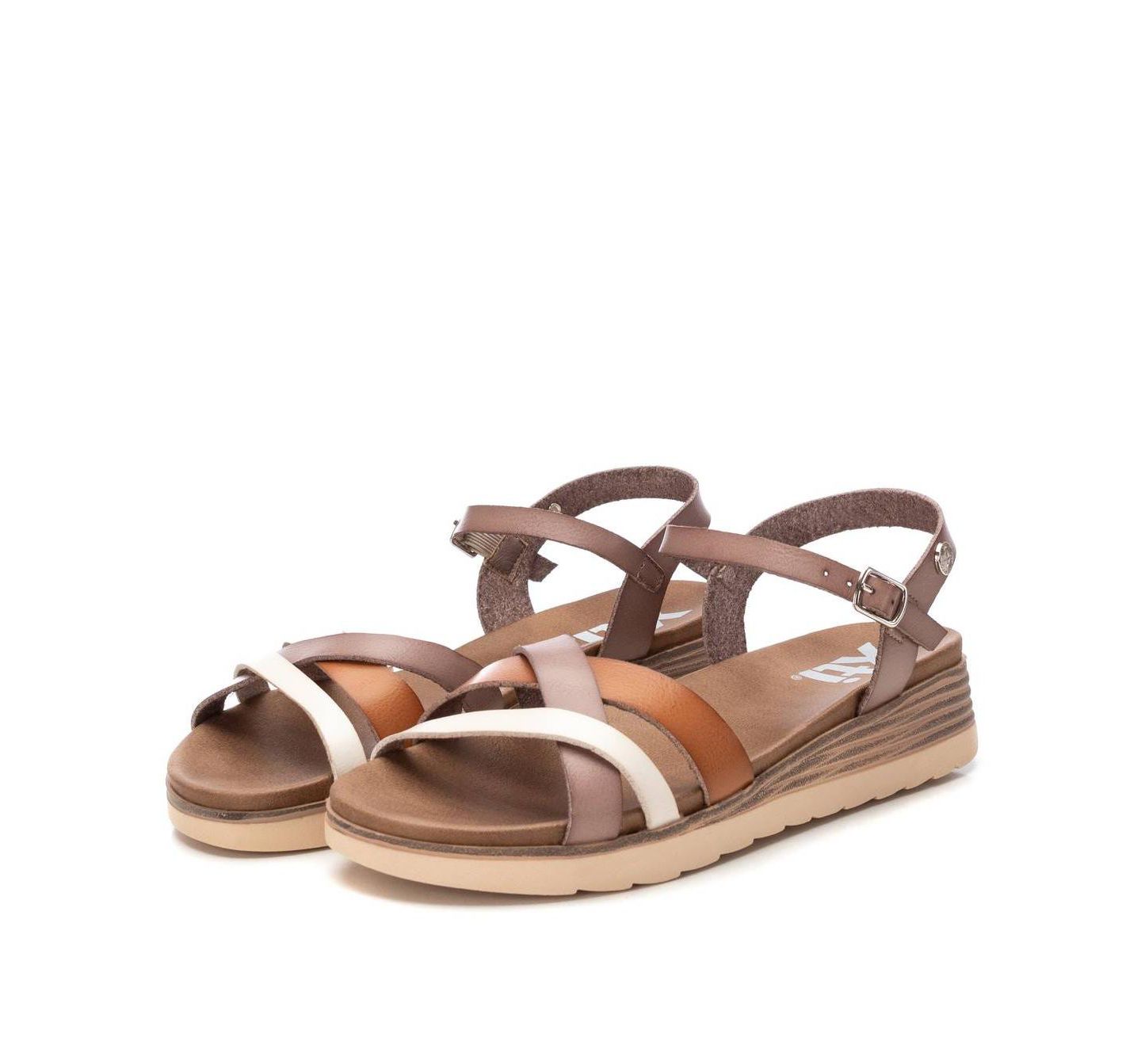 Женские сандалии XTI Low Wedge Strappy, цвет: Бежевый — фото 5