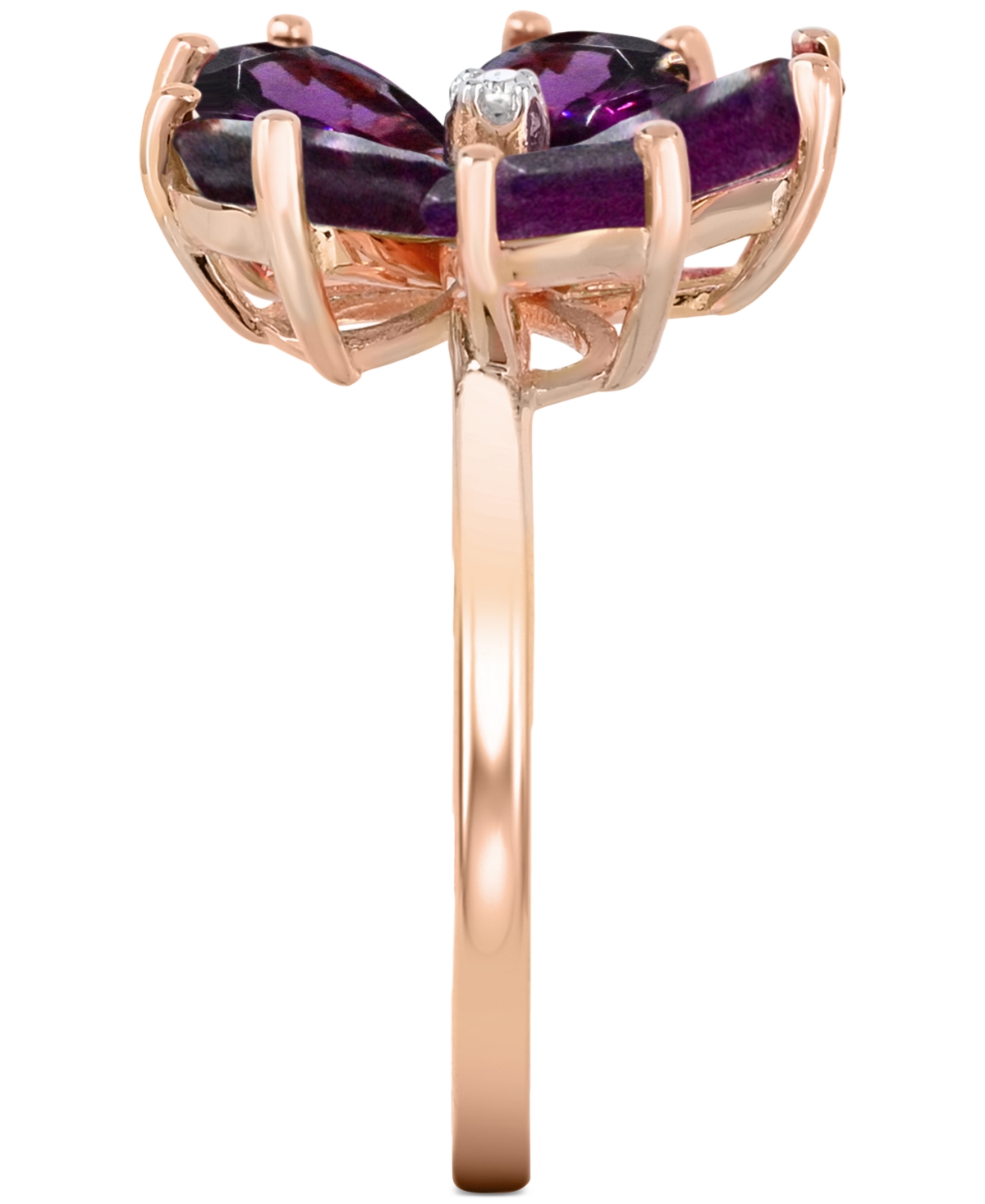 Macy's Rhodolite (3-1/2 Ct. T.w.) & Diamond Accent Flower Ring In 14k Rose Gold-plated Sterling Silver In Rhodolite