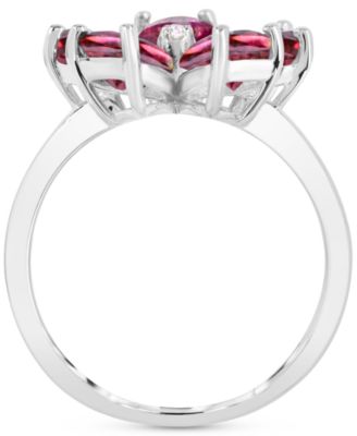 Pink Topaz (4-1/4 ct. t.w.) & Diamond Accent Flower Ring in Sterling Silver