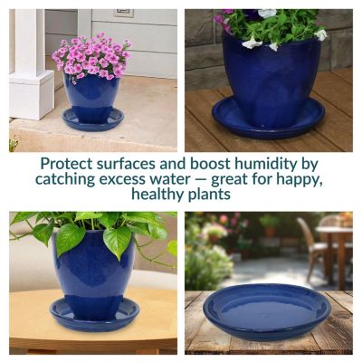 Outdoor/Indoor High-Fired Glazed UV- and Frost-Resistant Ceramic Flower Pot Planter Saucers - 2-Pack