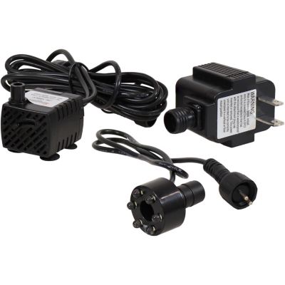 Indoor/Outdoor Small Fountain or Aquarium Water Pump with 6 Multi-Color LED Ring Light and Transformer - 40 GPH - 12 Volts