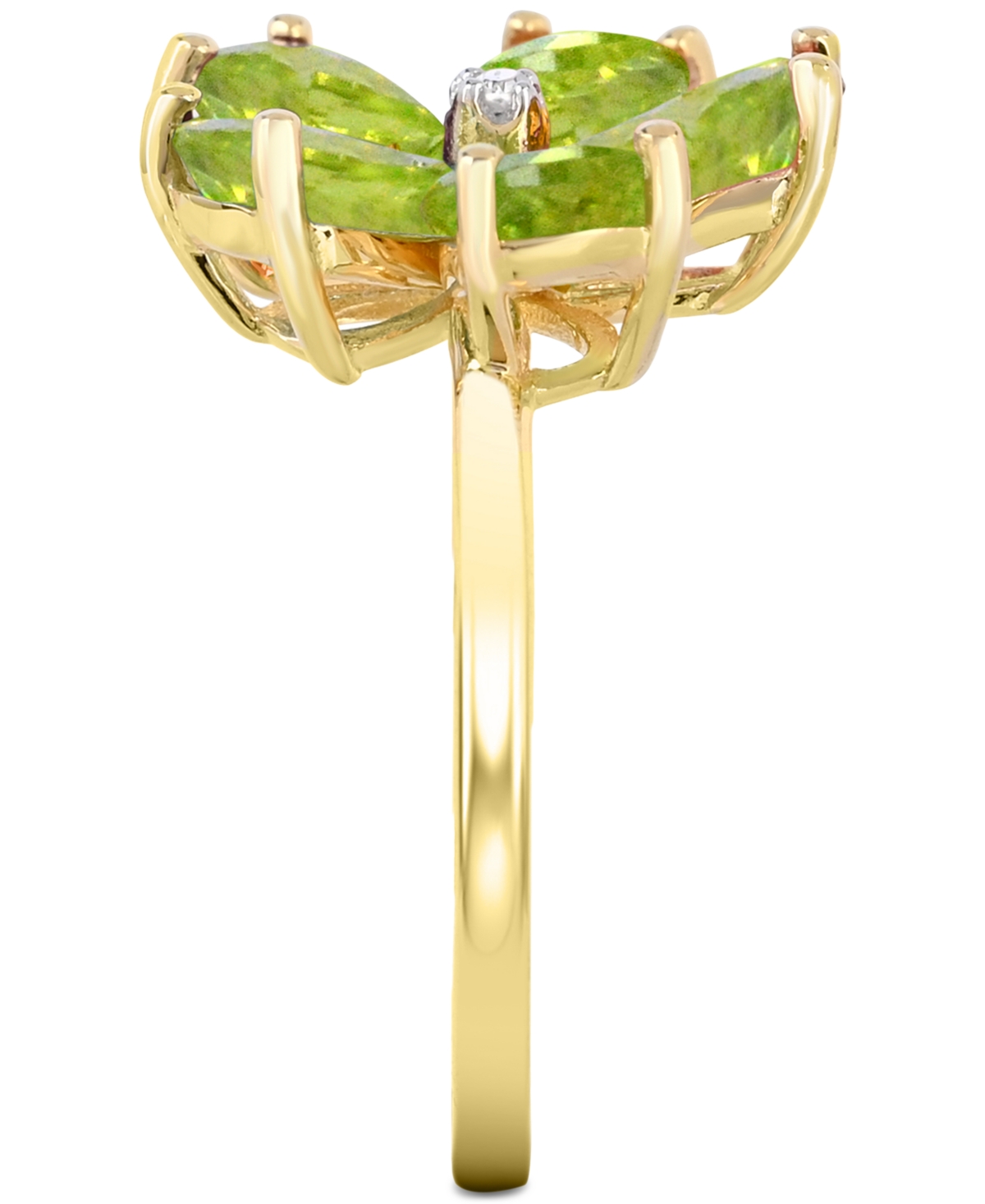 Macy's Peridot (3-1/2 Ct. T.w.) & Diamond Accent Flower Ring In 14k Gold-plated Sterling Silver In Peridot