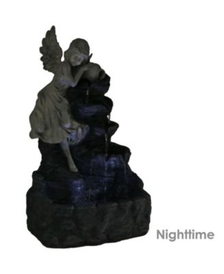 Outdoor Solar Powered Angel Falls Water Fountain with Battery Backup and Submersible Pump - 27"