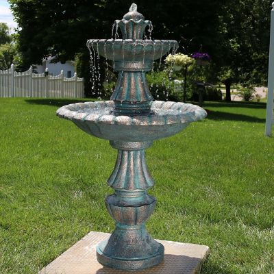 Nouveau 41-Inch Tall 2-Tier Outdoor Garden Water Fountain - Green
