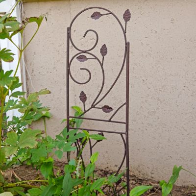 Metal Wire Rustic Plant Design Garden Trellis for Outdoor Climbing Flowers and Vines - 32" H - Brown - 2-Pack