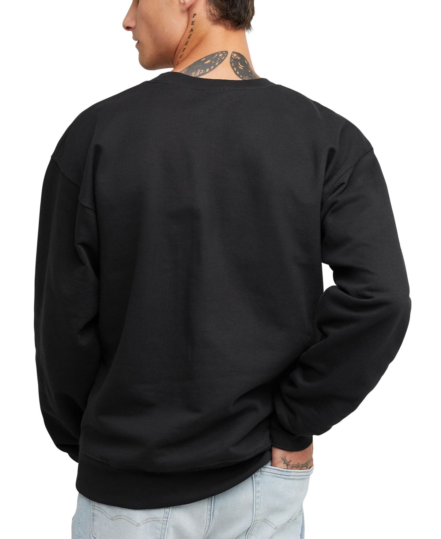 Мужская толстовка Hanes Ultimate Heavyweight Fleece Crewneck, цвет: Чёрный — фото 2