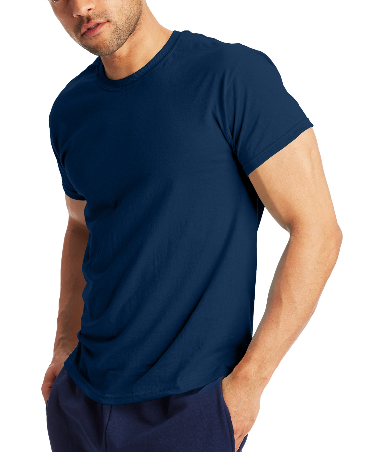 Hanes X-temp Men's Short Sleeve Crewneck T-shirt, 2-pack In Navy