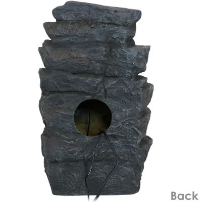 24-Inch Grotto Falls Polyresin Outdoor Water Fountain with LED Lights
