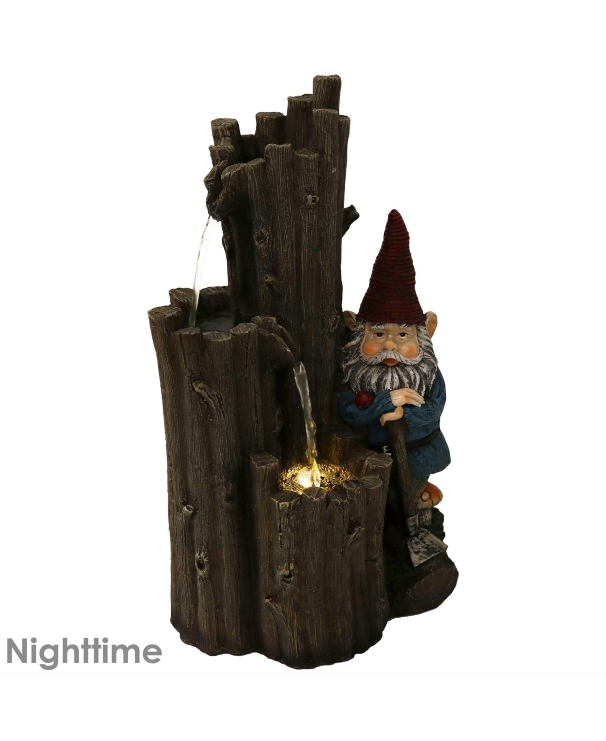 Sunnydaze Decor Resting Gnome Outdoor Water Fountain with Led Lights -