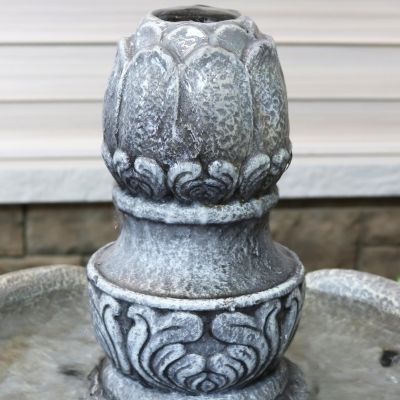 50-Inch 2-Tier French Garden Outdoor Water Fountain - Glass Fiber Reinforced Concrete Construction - Dusty Gray