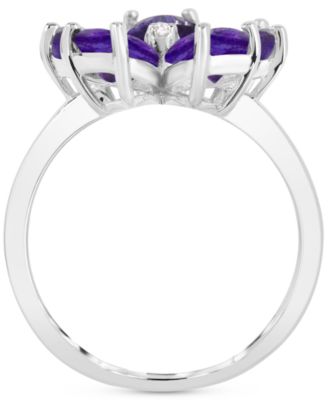 Amethyst (3-1/4 ct. t.w.) & Diamond Accent Flower Ring in Sterling Silver