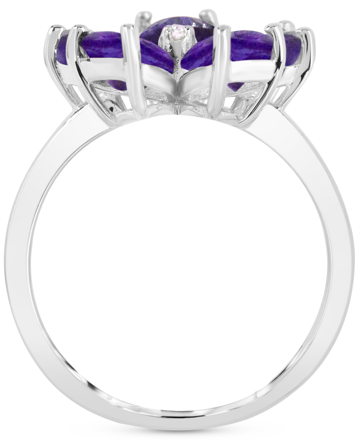 Macy's Amethyst (3-1/4 Ct. T.w.) & Diamond Accent Flower Ring In Sterling Silver In Amethyst