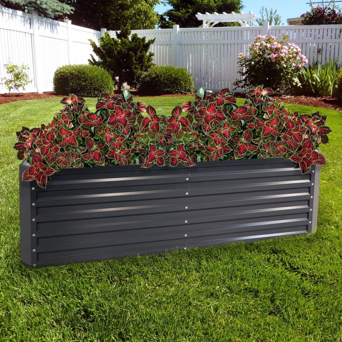 Sunnydaze Decor Galvalume Steel Rectangle Raised Garden Bed - Dark Gray -