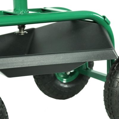 Rolling Garden Cart Scooter with Wheels and Tool Tray - 360-Degree Swivel Seat - Green
