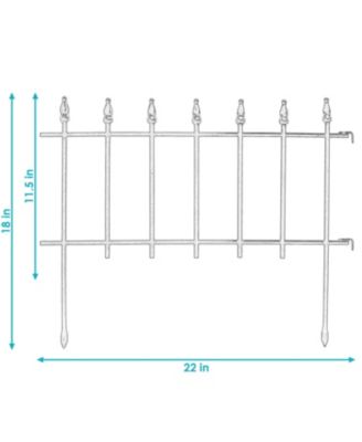 Roman Decorative Garden Fence Panels - Iron Border Fence - 22” W x 18” H Per Panel - Black - Set of 5 - 9' Length