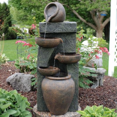 39-Inch Cascading Earthenware Pottery Stream Outdoor Water Fountain