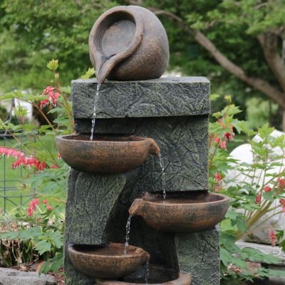 39-Inch Cascading Earthenware Pottery Stream Outdoor Water Fountain