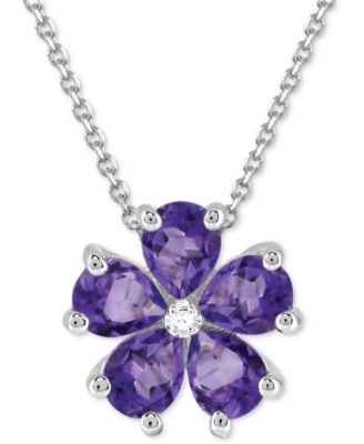 Macy's - Amethyst (3-1/4 ct. t.w.) & Diamond Accent 18" Pendant Necklace in Sterling Silver