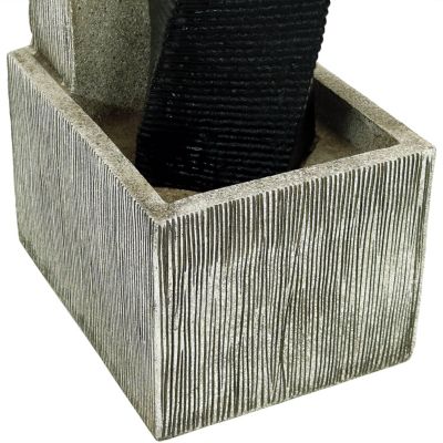 35"H Electric Polyresin Modern Artistry Column Outdoor Water Fountain with LED Lights