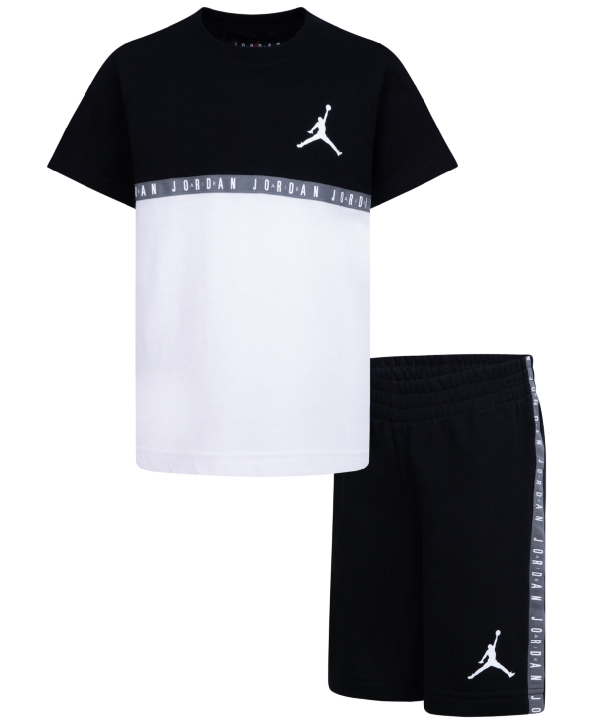 Shop Jordan Little Boys Jumpman Blocked Taping Tee And Shorts Set In Black