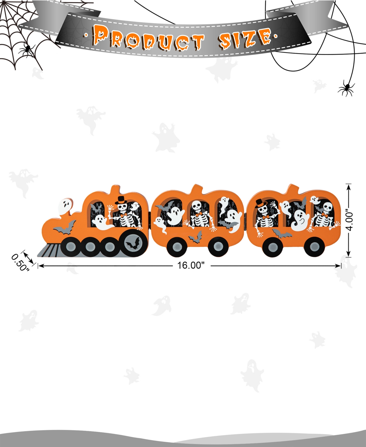 Glitzhome 16"l Halloween Skeletons And Ghosts Hinged Pumpkin Train Table Decor In Multi