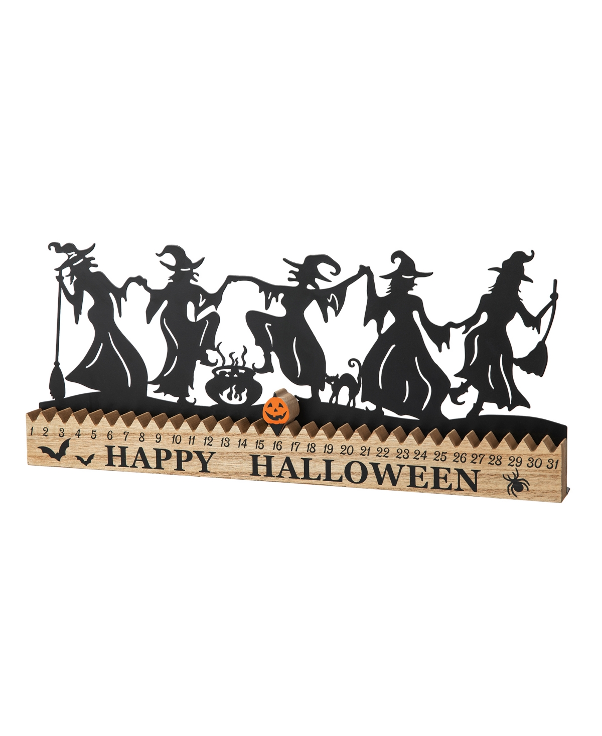 18"L Halloween Wooden Metal Dancing Witch Silhouette Countdown Table Sign - Multi