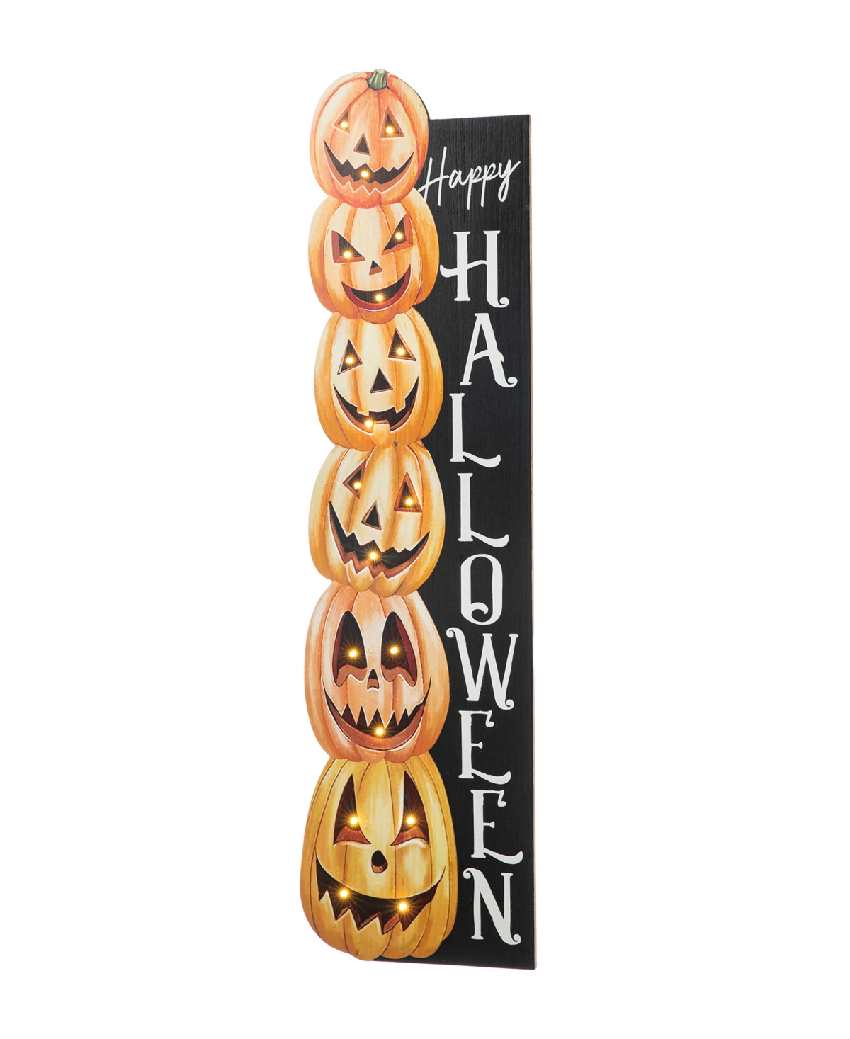 42"H Lighted Halloween Wooden Stacked Pumpkins Porch Sign with Timer - Multi