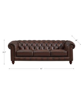 Alton Bay 91" Top Grain Leather Sofa Couch