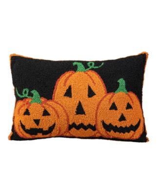18"L Hooked Halloween Pumpkins Pillow
