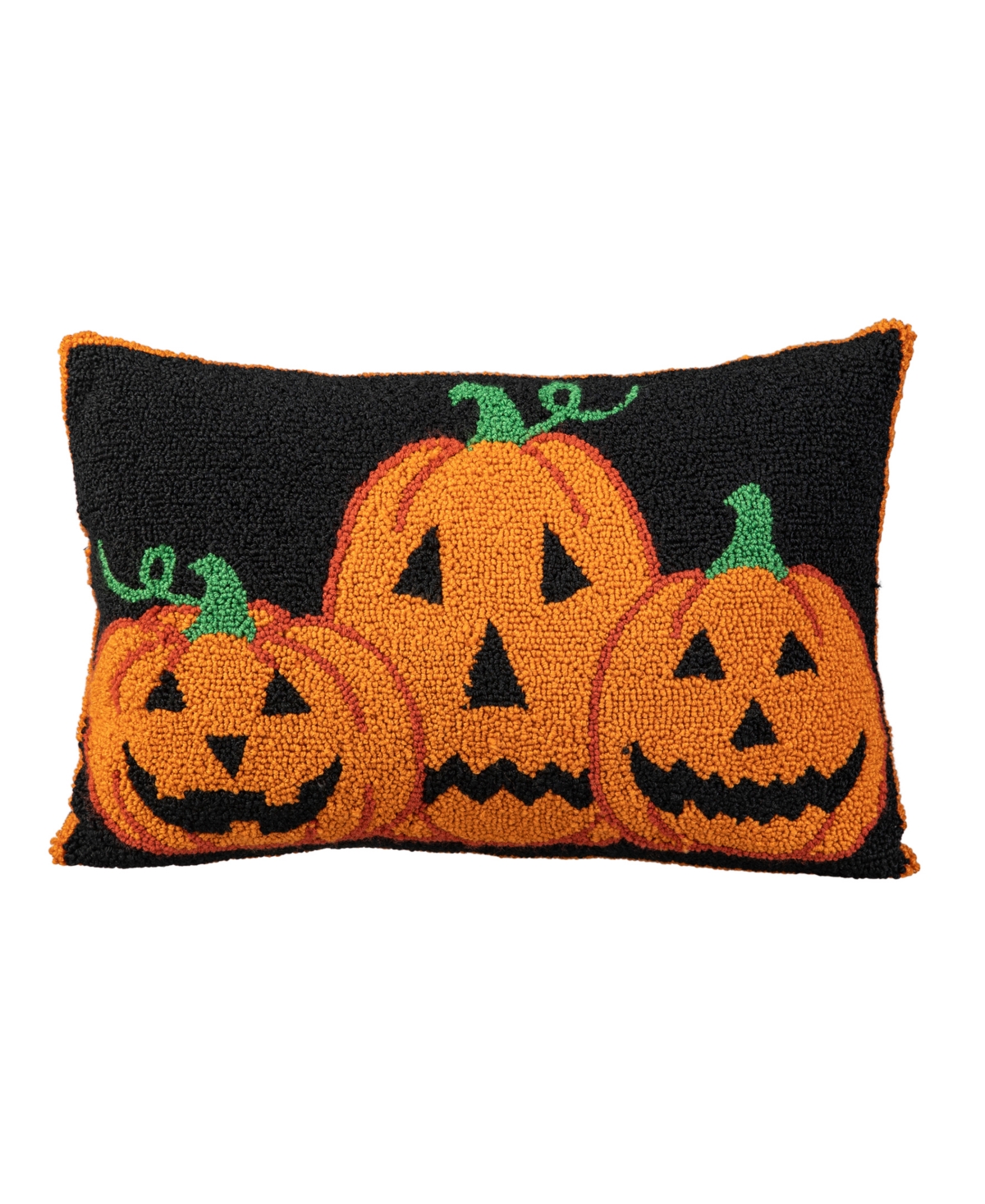 Glitzhome 18"L Hooked Halloween Pumpkins Pillow